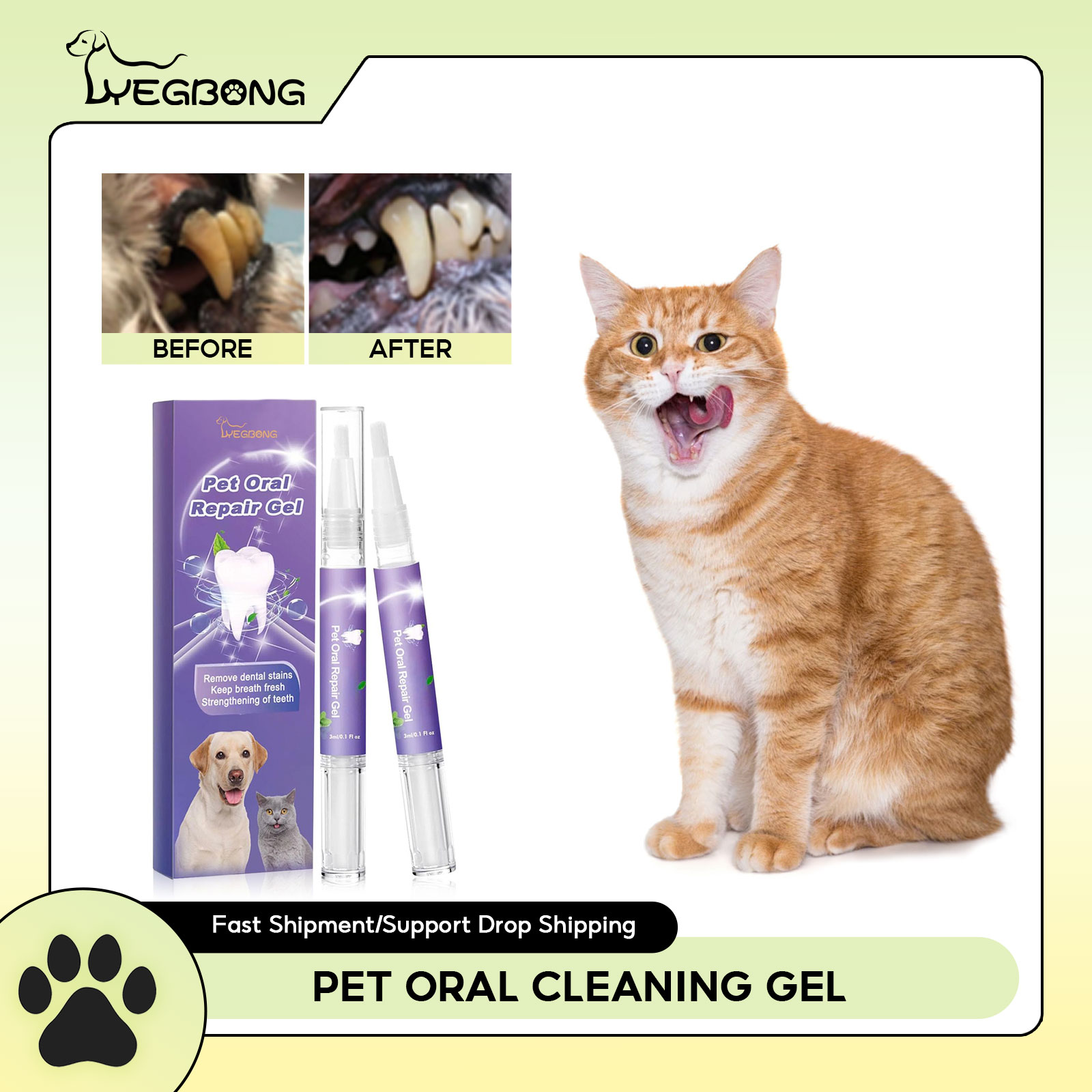 Teeth Whitening Before And After - Gel de réparation orale pour animaux