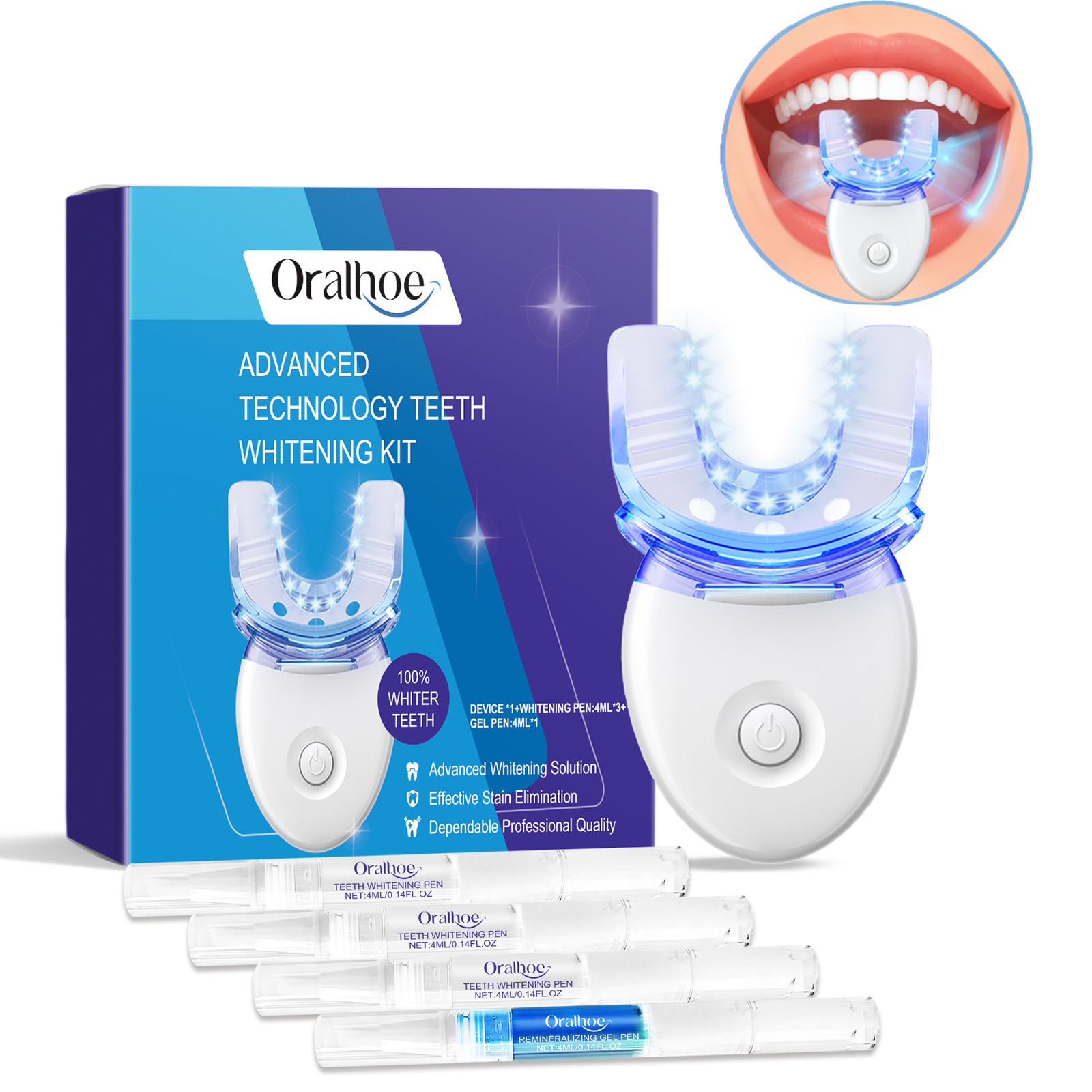 Teeth Whitening Before And After - Kit professionnel de lumière LED de